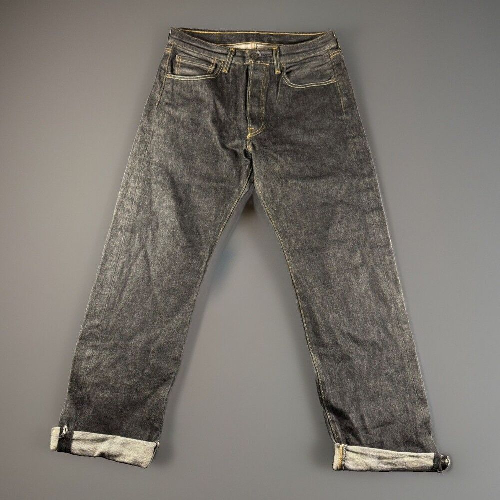 Levi's 501 Original Fit Jeans Men's W32 L34 Dark Wash Black Gray Button Fly